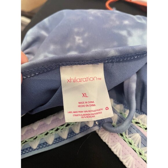 Blue and Pink Triangle String Bikini Top Xhileration Size XL Adjustable NWOT - Picture 6 of 7